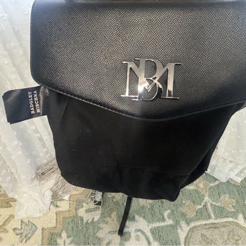 Badgley Mischka Black Shoulder Bag with Silver Logo